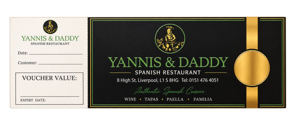 Yannis & Daddy Spanish restaurant gift voucher