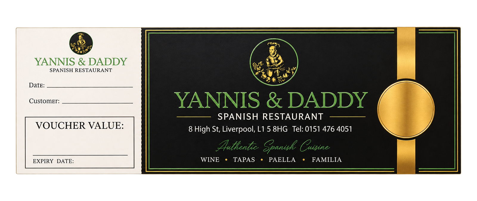 Yannis & Daddy Spanish restaurant gift voucher