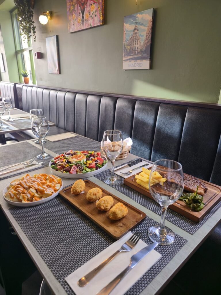 Table of Spanish tapas, salad and croquetas at Yannis & Daddy Liverpool